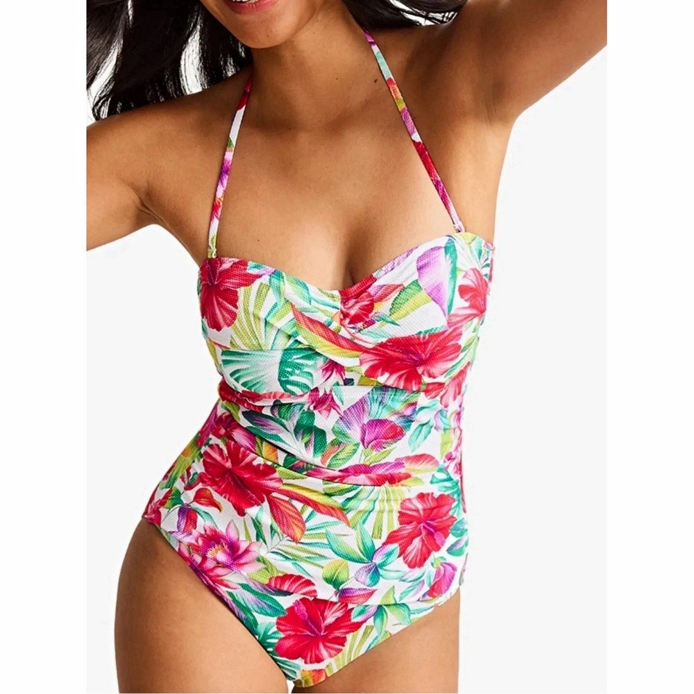 Tommy Bahama NWT sland Cays Fiesta One Piece Swimsuit Tummy Control Floral  Sz 8